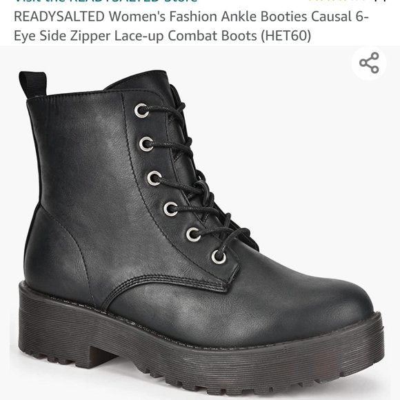 New Ready Salted fashion ankle booties casual 6-eye lace up combat boots US7,UK5 - Picture 1 of 5
